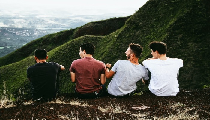 Friend enjoying at the hills