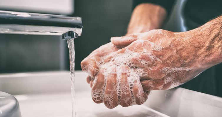 Washing Hands with water and soap