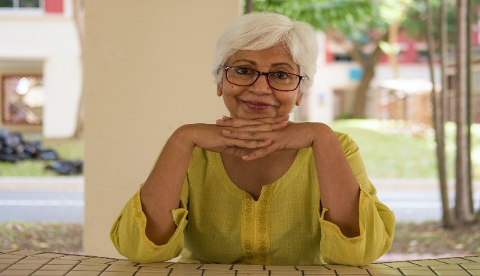 Grandma wearing eyeglass with her smile