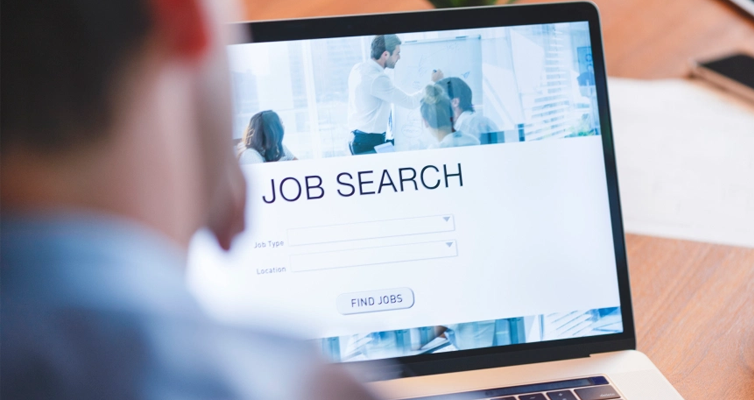 Job search on screen of the laptop
