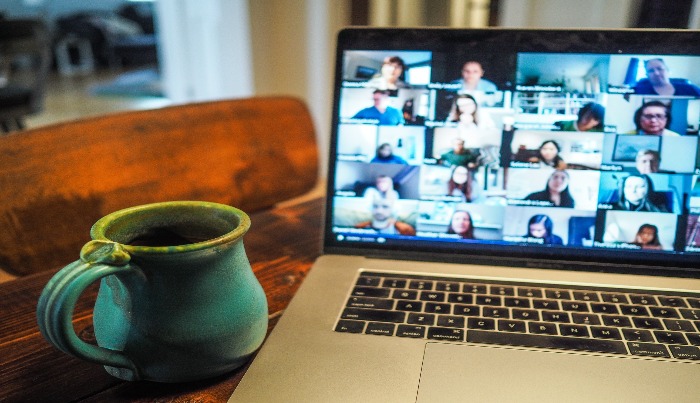 Zoom meeting on going on a laptop