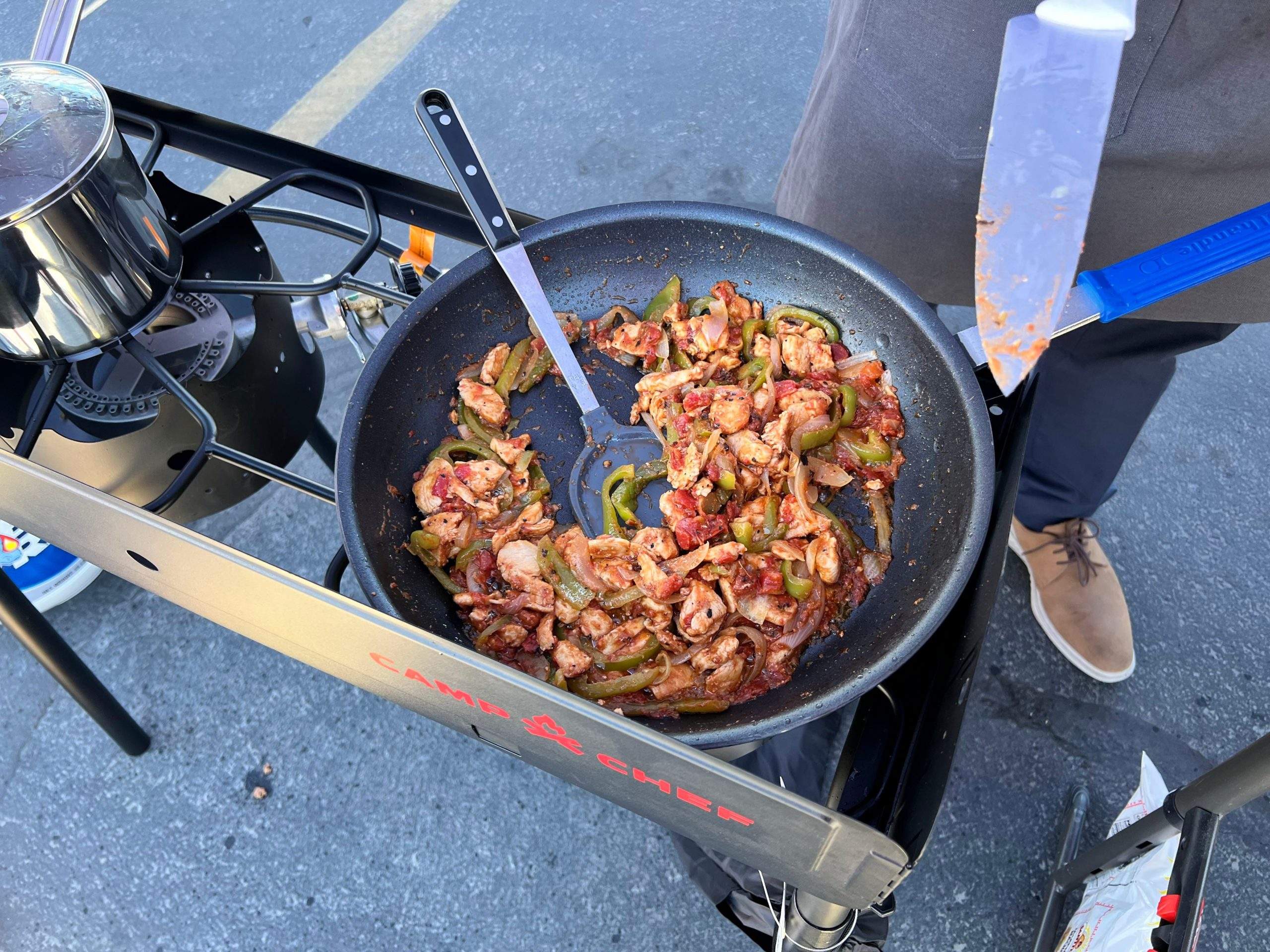 Man cooking Chicken fajitas